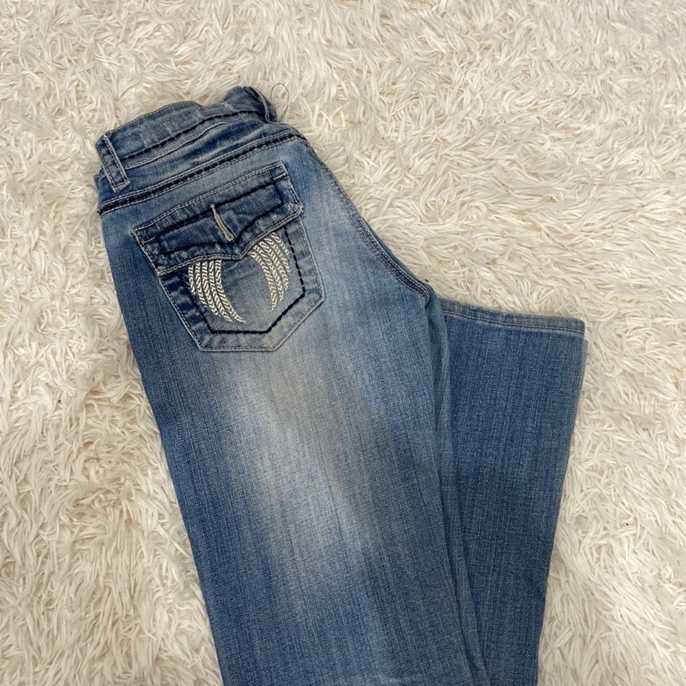 light wash low rise jeans